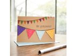 Biglietto Di Auguri "Congratulazioni"" Con Catena Di Gagliardetti Piantabili - Biglietto Pieghevole Sostenibile Din A6 Con Busta - Biglietto Con Semi Da Piantare - Biglietto Di Auguri Ecologico"