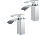 2X Rubinetto Bagno Cascata Rubinetto Bagno In Ottone Miscelatore Lavabo Per Bagno Miscelatore Monocomando Rubinetto Lavabo Cromato Argento