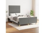 The Living Store Struttura Letto Con Testiera In Tessuto Grigio Scuro 120X200 Cm