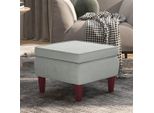 The Living Store Sgabello Con Gambe In Legno In Velluto Grigio Chiaro