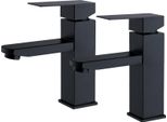 Homelody 2X Rubinetto Bagno Nero, Rubinetto Per Lavabo Nero Opaco, Miscelatore Monocomando, Rubinetteria Bagno In Acciaio Inox, Rubinetti