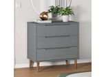 The Living Store Cassettiera Molde Grey 80X40X80 Cm In Legno Di Pino Massiccio