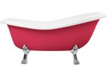 Casa Padrino Vasca Da Bagno Art Nouveau Rosso / Bianco / Argento 168 Cm - Vasca Da Bagno Freestanding In Stile Retrò
