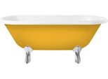 Casa Padrino Vasca Da Bagno Liberty Giallo / Bianco / Argento 170 Cm - Vasca Da Bagno Freestanding In Stile Retrò