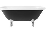 Casa Padrino Vasca Da Bagno Liberty Nero / Bianco / Argento 170 Cm - Vasca Da Bagno Freestanding In Stile Retrò