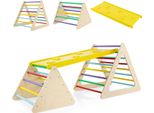 Costway 3 In 1 Triangolo Per Arrampicata, Scala E Scivolo, Struttura Per Arrampicata Con Rampa Bifacciale, Triangolo A Pioli Per Arrampicarsi E Scivolare, Per Bambini A Partire Dai 3 Anni Di Età