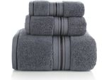 Asciugamani - Set Di 3 Pezzi - Qualità Alberghiera - Grigio Scuro - 33 X 74 - 70 X 140 Cm - 100 X 180 Cm - Asciugamano Da Bagno - Asciugamano Da Spiaggia - Asciugamano Per Ospiti - Asciugamano - Asciugamano - Asciugamano Antracite - Asciugamano