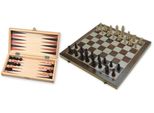 Hot Games Scacchi/Backgammon Scatola Pieghevole Intarsiata 29 Cm.