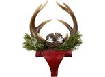 Clayre & Eef Corna Natalizie All'uncinetto 18X24X15 Cm Rosso Marrone Poliresina