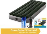 Intex Prestige Downy - Materasso Gonfiabile - Singolo - Compatto - Con Kit Di Riparazione E Pompa A Mano - 191X76X25 Cm - Pvc - Verde