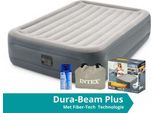 Intex Essential Rest - Materasso Ad Aria - Doppio - Con Kit Di Riparazione E Pompa Incorporata - 203X152X46 Cm - Pvc - Grigio Chiaro