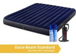 Intex Classic Dura-Beam - Materasso Ad Aria - Matrimoniale - Kingsize - Con Kit Di Riparazione E Pompa Manuale 203X183X25 Cm - Pvc - Blu