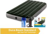 Intex Prestige Downy - Materasso Gonfiabile - Singolo - Con Kit Di Riparazione E Pompa A Mano - 191X99X25 Cm - Pvc - Verde