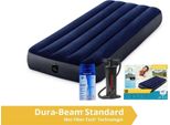 Intex Classic Dura-Beam - Materasso Gonfiabile - Singolo - Compatto - Con Kit Di Riparazione E Pompa A Mano - 191X76X25 Cm - Pvc - Blu