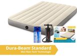 Intex Deluxe - Materasso Gonfiabile - Dubbio - Con Kit Di Riparazione E Pompa A Mano - 191X137X25 Cm - Pvc - Beige