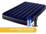 Intex Classic Dura-Beam - Materasso Ad Aria - Dubbio - Con Kit Di Riparazione E Pompa A Mano - 191X137X25 Cm - Pvc - Blu