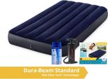 Intex Classic Dura-Beam - Materasso Ad Aria - Singolo - Con Kit Di Riparazione E Pompa A Mano - 191X99X25 Cm - Pvc - Blu