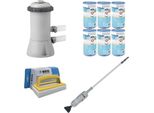 Ways - Cura Della Piscina - Pompa Aspirante E Filtrante Per Piscina 2271 L/U E 6 Filtri Di Tipo A & Spazzola Ways Per Il Lavaggio