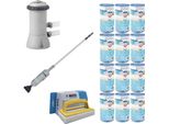 Ways - Cura Della Piscina - Pompa Aspirante E Filtrante Per Piscina 2271 L/U E 12 Filtri Di Tipo A & Spazzola Ways Per Il Lavaggio