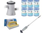 Ways - Cura Della Piscina - Aspiratore E Pompa Filtro 1250 L/U E 6 Filtri Tipo H & Spazzola Ways