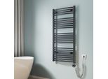 Emke Radiatore Da Bagno Curvo Asciugamani Incluso Resistenza Da 600 W Timer, Radiatore Elettrico (Antracite 120X60 Cm)