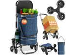 Monzana Carrello Spesa 3In1 56L Fino A 50 Kg Borsa Pieghevole Rimovibile 6 Ruote Carrellino Portaspesa Carrello Trolley Blu