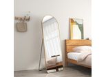 Specchio Da Tavolo Emke 160X60Cm A Figura Intera Specchio Con Cornice In Alluminio Dorato Specchio Da Toilette Curvo Con Pellicola Per Finestre Antideflagrante