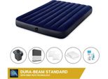 Letto Gonfiabile Intex - 2 Persone - 137 X 191 X 25 Cm - Blu + Pompa Elettrica Intex - 650 Litri/Min + Lenzuolo Nero + Cuscino + Federe Molton 2 In 1 + Set Di Riparazione
