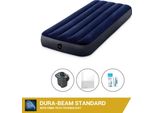 Letto Gonfiabile Intex - 1 Persona - 76 X 191 X 25 Cm - Blu + Pompa Elettrica Intex - 650 Litri/Min + Lenzuola Bianche + Kit Di Riparazione