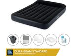 Letto Ad Aria Intex - 2 Persone - 137 X 191 X 25 Cm - Nero + Pompa Elettrica Intex - 650 Litri/Min + Lenzuola Antracite + Cuscino + Federe Molton 2 In 1 + Set Di Riparazione