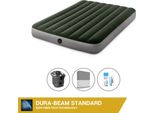 Letto Gonfiabile Intex - 2 Persone - 137 X 191 X 25 Cm - Verde - Con Pompa + Lenzuola Antracite + Set Di Riparazione