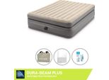 Letto Ad Aria Intex - 2 Persone - 152 X 203 X 51 Cm - Grigio - Con Pompa Incorporata + Lenzuola Bianche + Set Di Riparazione