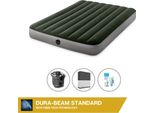 Letto Gonfiabile Intex - 2 Persone - 137 X 191 X 25 Cm - Verde - Con Pompa + Lenzuolo Nero + Set Di Riparazione