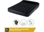 Letto Gonfiabile Intex - 2 Persone - 137 X 191 X 25 Cm - Nero + Pompa Elettrica Intex - 650 Litri/Min + Lenzuola Bianche + Kit Di Riparazione