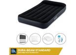 Intex Airbed - 1 Persona - 99 X 191 X 25 Cm - Blu - Con Pompa Incorporata, Lenzuolo Nero, Cuscino, Federe Molton 2 In 1 E Set Di Riparazione