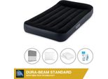 Intex Airbed - 1 Persona - 99 X 191 X 25 Cm - Blu - Con Pompa Incorporata, Lenzuola Antracite, Cuscino, Federe Molton 2 In 1 E Set Di Riparazione