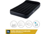 Letto Ad Aria Intex - 1 Persona - 99 X 191 X 25 Cm - Nero - Con Pompa Incorporata + Lenzuola Bianche + Cuscino + Federe Molton 2 In 1 + Set Di Riparazione