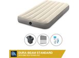 Letto Gonfiabile Intex - 1 Persona - 99 X 191 X 25 Cm - Beige + Pompa Elettrica Intex - 650 Litri/Min + Lenzuolo Di Ricambio Antracite + Kit Di Riparazione