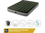 Letto Ad Aria Intex - 2 Persone - 137 X 191 X 25 Cm - Verde - Con Pompa + Lenzuola Bianche + Cuscino + Federe Molton 2 In 1 + Set Di Riparazione