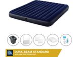 Letto Ad Aria Intex - 2 Persone - 183 X 203 X 25 Cm - Blu + Pompa Elettrica Intex - 650 Litri/Min + Lenzuola Bianche + Cuscino + Federe Molton 2 In 1 + Set Di Riparazione