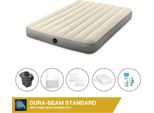 Letto Gonfiabile Intex - 2 Persone - 137 X 191 X 25 Cm - Beige + Pompa Elettrica Intex - 650 Litri/Min + Lenzuola Bianche + Cuscino + Federe Molton 2 In 1 + Set Di Riparazione