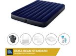 Letto Ad Aria Intex - 2 Persone - 137 X 191 X 25 Cm - Blu + Pompa Elettrica Intex - 650 Litri/Min + Lenzuola Bianche + Cuscino + Federe Molton 2 In 1 + Set Di Riparazione