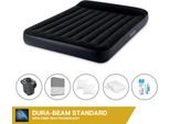 Letto Gonfiabile Intex - 2 Persone - 152 X 203 X 25 Cm - Nero + Pompa Elettrica Intex - 650 Litri/Min + Lenzuola Antracite + Cuscino + Federe Molton 2 In 1 + Set Di Riparazione