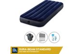 Letto Gonfiabile Intex - 1 Persona - 76 X 191 X 25 Cm - Blu + Pompa Elettrica Intex - 650 Litri/Min + Lenzuolo Di Ricambio Antracite + Kit Di Riparazione
