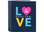 Raccoglitore Ad Anelli Benetton Love Blu Navy A4 (27 X 33 X 6 Cm)