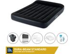 Letto Ad Aria Intex - 2 Persone - 137 X 191 X 25 Cm - Nero + Pompa Elettrica Intex - 650 Litri/Min + Lenzuola Nere + Cuscino + Federe Molton 2 In 1 + Set Di Riparazione