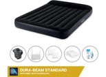 Letto Gonfiabile Intex - 2 Persone - 152 X 203 X 25 Cm - Nero + Pompa Elettrica Intex - 650 Litri/Min + Lenzuola Bianche + Cuscino + Federe Molton 2 In 1 + Set Di Riparazione