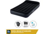 Letto Gonfiabile Intex - 1 Persona - 99 X 191 X 25 Cm - Nero + Pompa Elettrica Intex - 650 Litri/Min + Lenzuolo Nero + Kit Di Riparazione