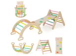 Costway 4 In 1 Triangolo Per Arrampicata & Arco Per Arrampicata & Scala & Scivolo, Struttura Per Arrampicata Con Rampa Bifacciale, Triangolo A Pioli Per Arrampicarsi, Scivolare E Oscillare, Per Bambini Da 1 Anno (Colorato)