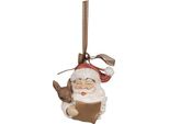 Targhetta Natalizia Clayre & Eef Babbo Natale 9 Cm In Poliresina Rossa